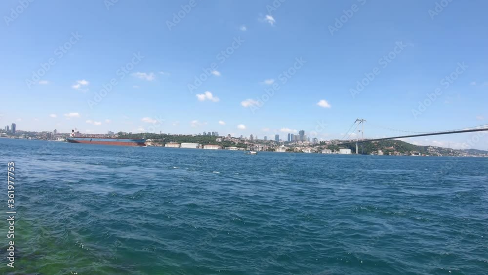 Bosphorus bridge, Motion Timelapse, symbol of Istanbul, Blue sky with clouds Bosphorus bridge, Motion Timelapse, symbol of Istanbul, Blue sky with clouds