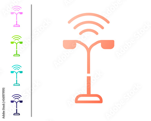 Coral Smart street light system icon isolated on white background. Internet of things concept with wireless connection. Set color icons. Vector.