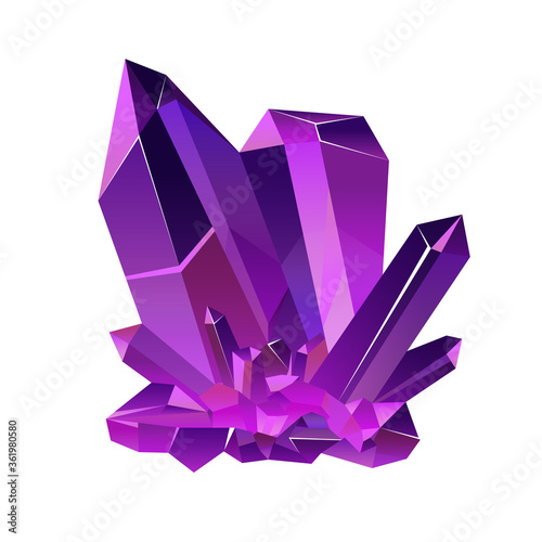 Purple crystal cluster. Vector design.
