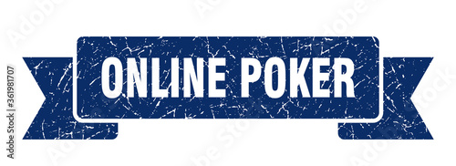 online poker ribbon. online poker grunge band sign. online poker banner