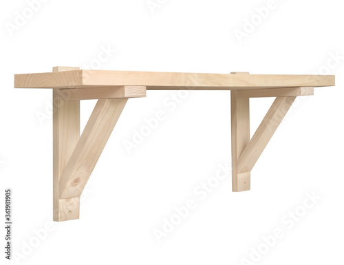 DIY Wood shelf isolate is on white background with clipping path