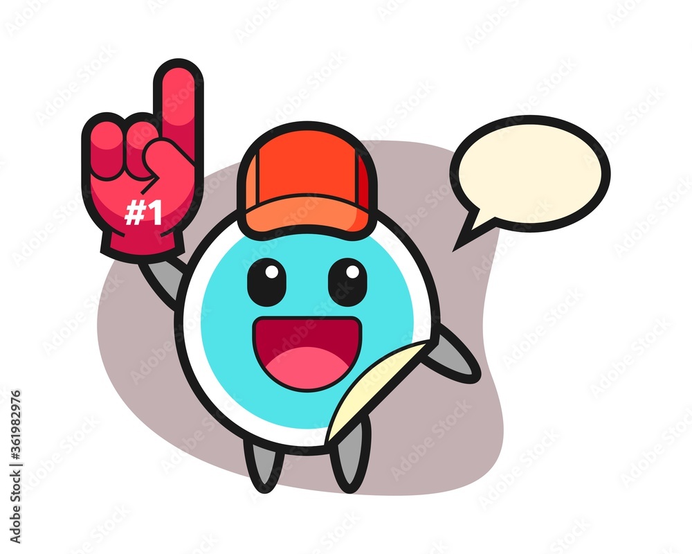 Sticker cartoon with number 1 fans glove