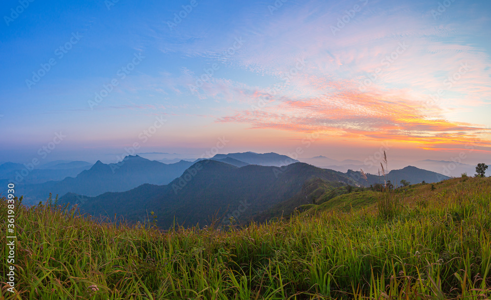 Fototapeta premium Mountains during sunset. Beautiful natural landscape in the summer time