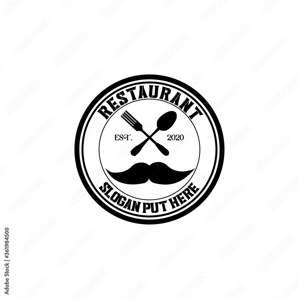 Retro vintage Restaurant logo for Restaurant/ Bar with Face Silhouette ...