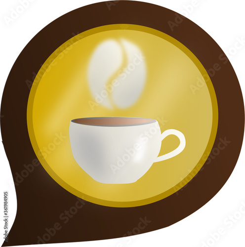 logo coffee Cup with fragrant coffee,can be used as a sign for a cafe, message