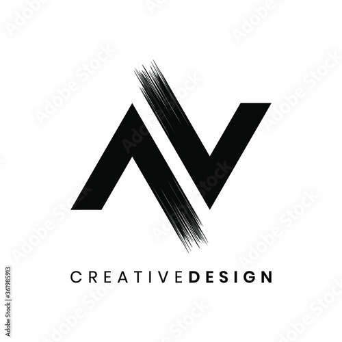 Letter AV logo brush strokes