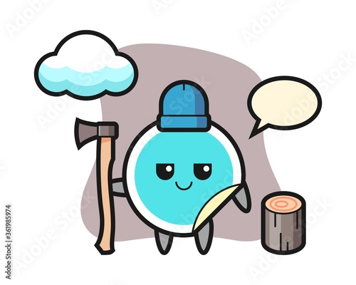 Sticker cartoon as a woodcutter