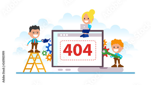 People repair the site with a problem. 404 error page.
