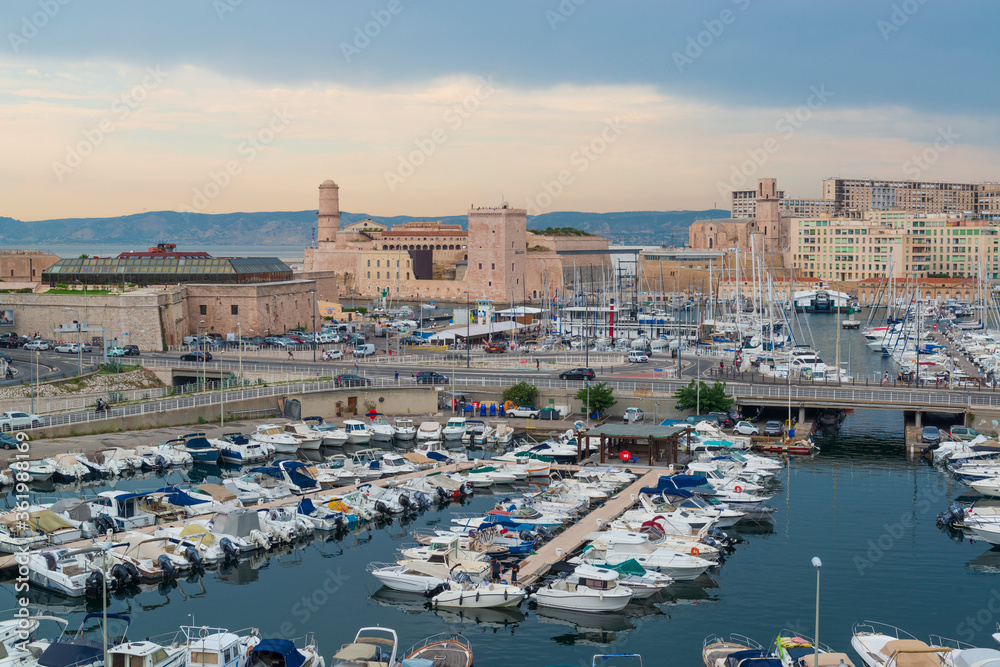 Marseille marina in summer.