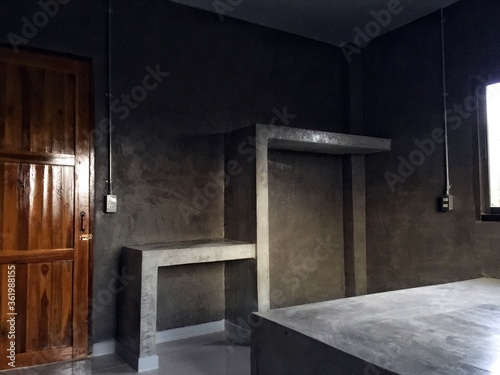 Gray Concrete Wardrobe in Wall