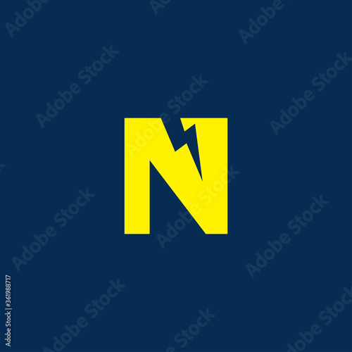Initial letter n electric, thunder, power logo and icon vector illustration
