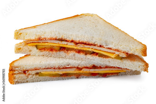 Two halves of a sandwich isolated on white