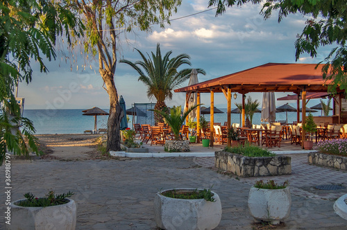 Greek tavern in the early morning