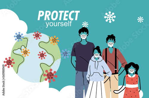 people with masks by pandemic global