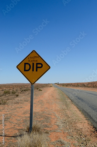 A road sign between Broken Hill and Silverton in western New South Wales, Australia