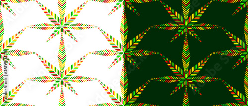 Funky and colorful, abstract Cannabis / Marijuana leaf seamless pattern in vector format.	
