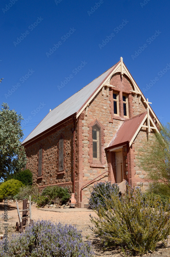 A view of St Carthage Church at Silverton in western New South Wales, Australia