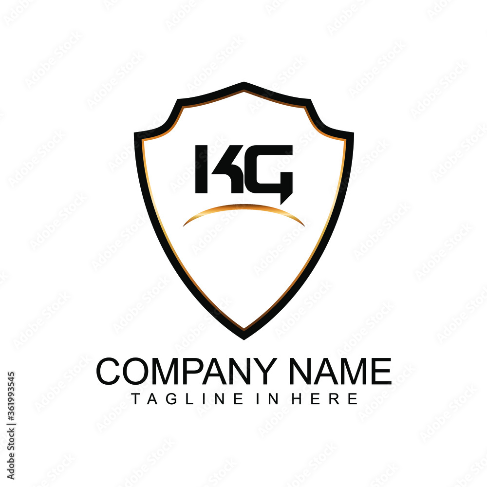 Kg Logo Monogram With Emblem Shield Design Isolated On White Background 