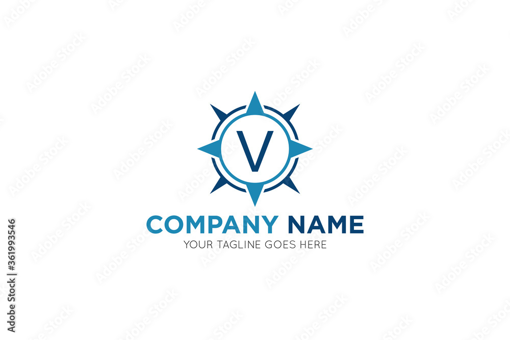 Initial letter v compass, travel logo and icon vector illustration Initial letter v compass, travel logo and icon vector illustration