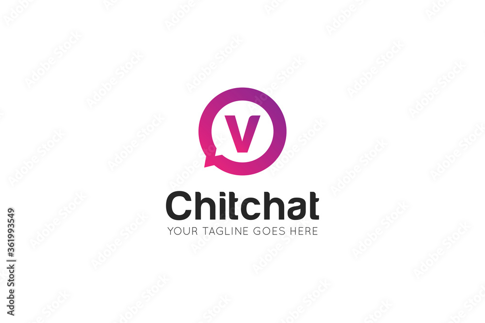 Initial letter v chat, message logo and icon vector illustration