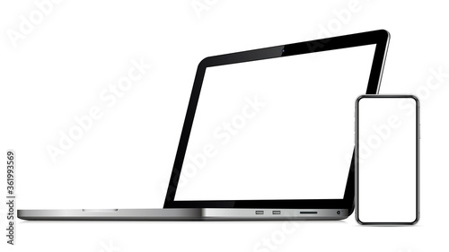Laptop computer and mobile phone template for adaptive design presentation