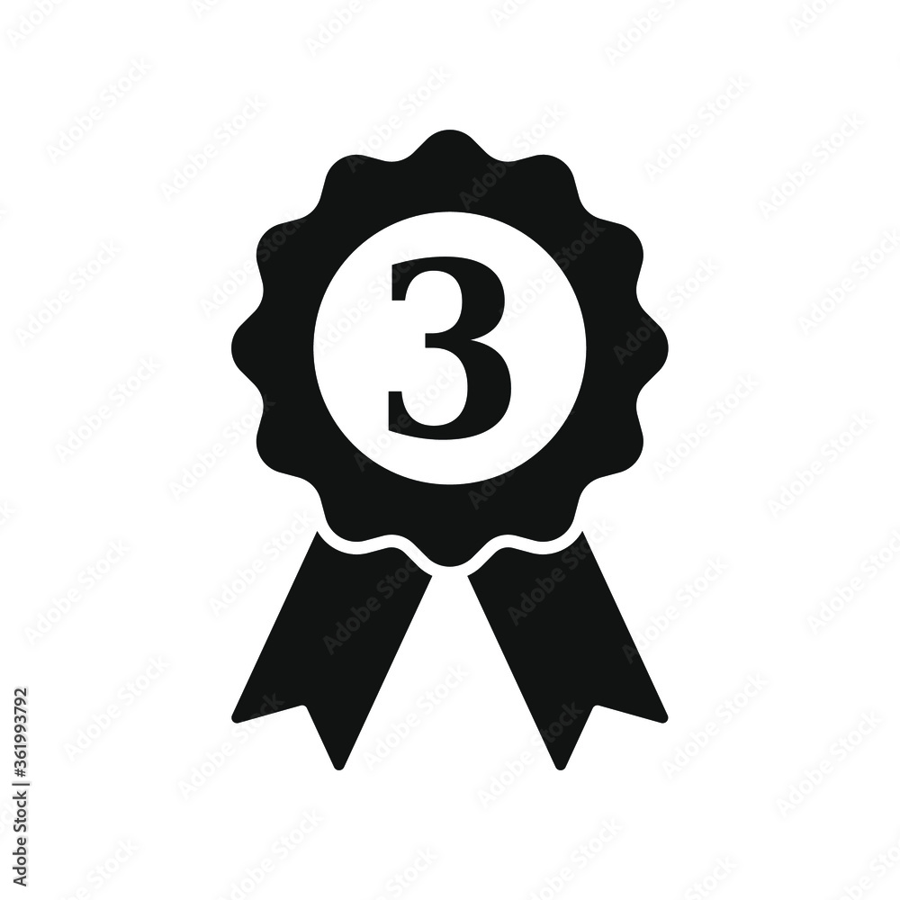 Third position award ribbon icon vector Third position award ribbon icon vector