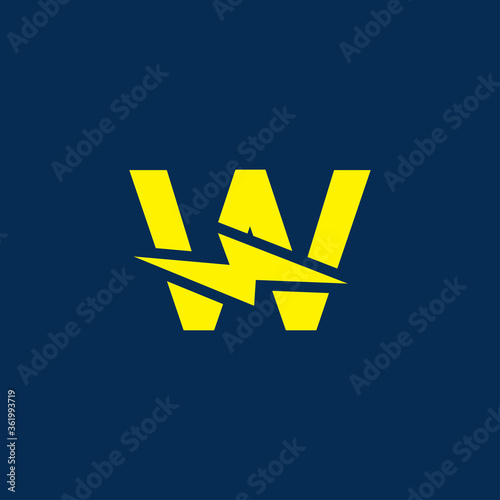 Initial letter w electric, thunder, power logo and icon vector illustration	