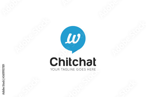 Initial letter w chat, message logo and icon vector illustration