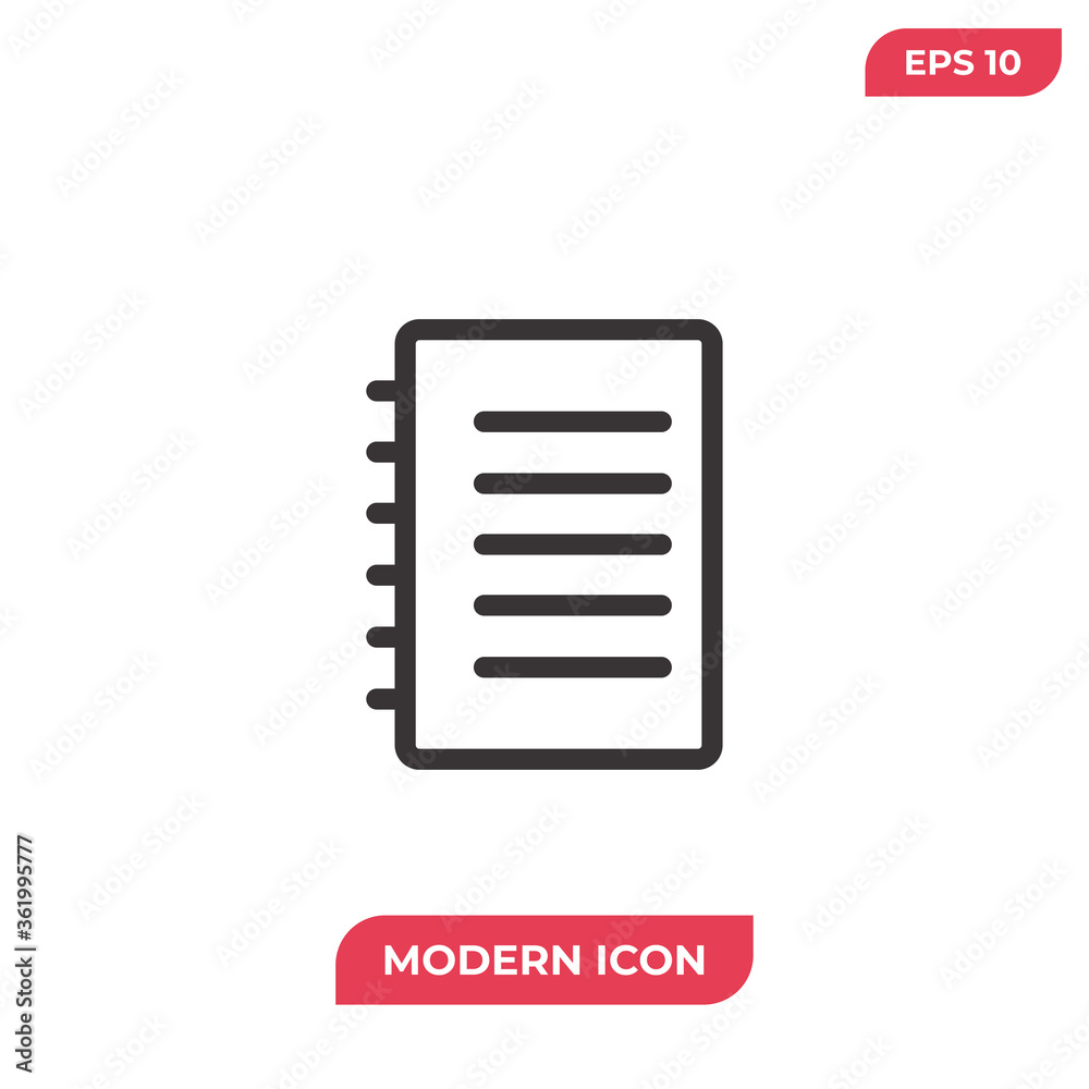 Notebook icon vector. Notepad sign Notebook icon vector. Notepad sign