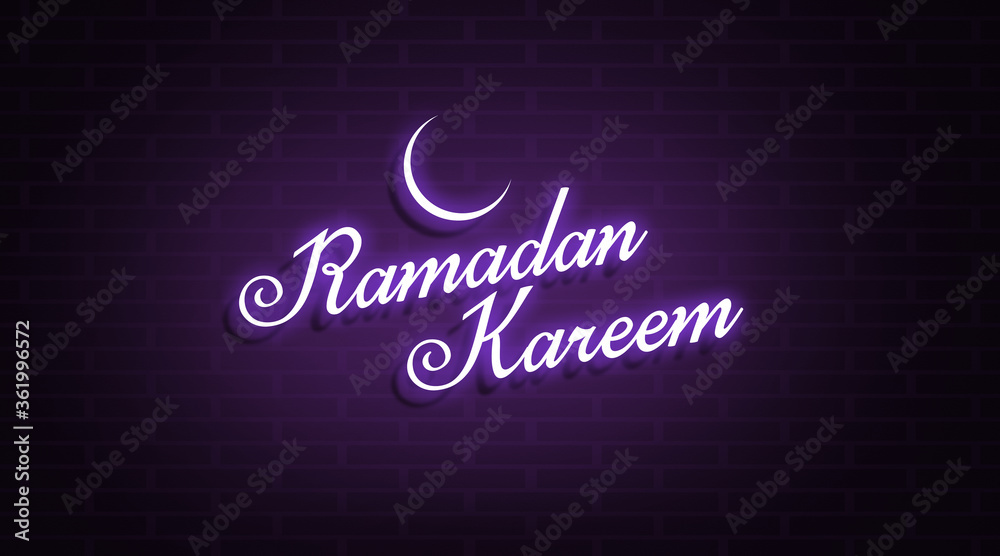 Ramadan greeting card | Creative neon light design for Ramzan campaign.