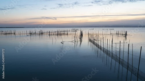 Sunset over the lake, Timelapse. Albufera, Valencia