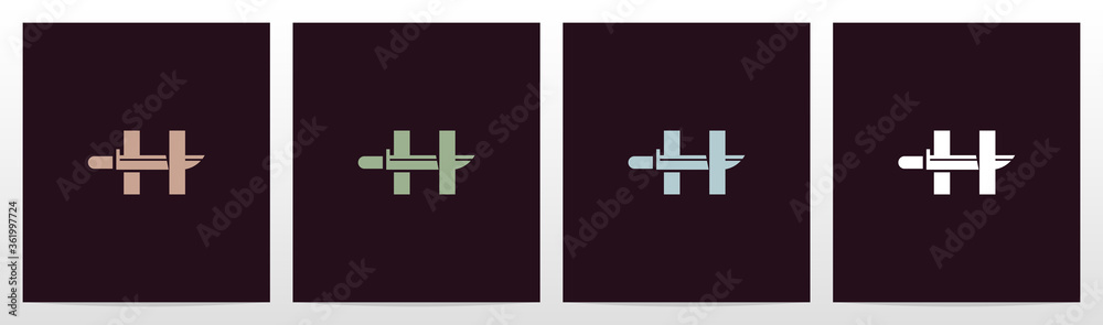 Fototapeta premium Tactical Knife On Letter Logo Design H