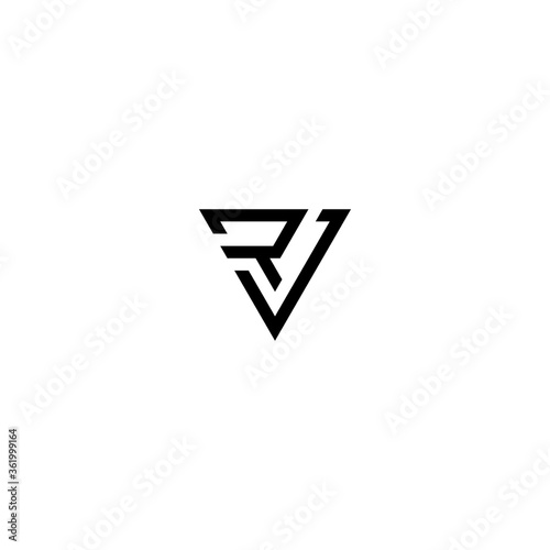 RV VR Initial logo design template vector