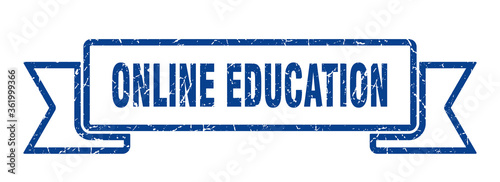 online education ribbon. online education grunge band sign. online education banner