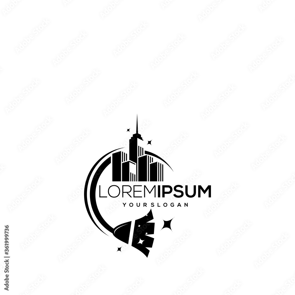 Building cleaning logo design silhouette Building cleaning logo design silhouette