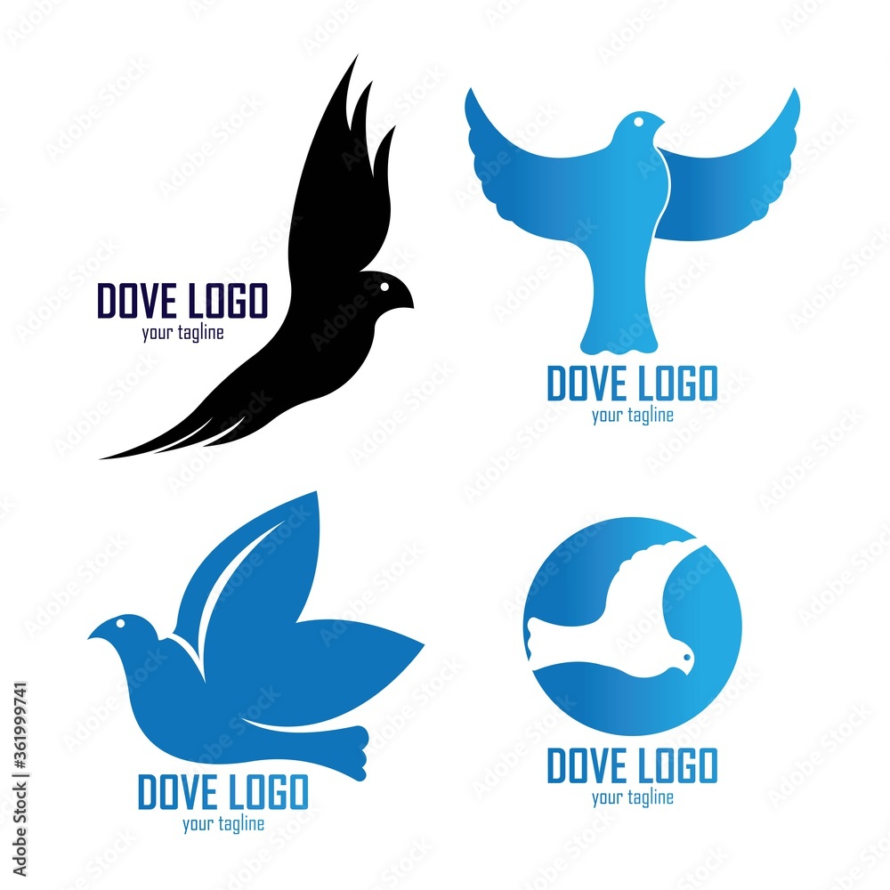 Naklejka premium Dove Logo Template vector illustration,