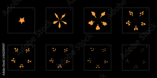 Shine dust effect. Dust explosion animation effect. Animation sprite sheet for games, cartoon or animation. vector style animation effect 1399.