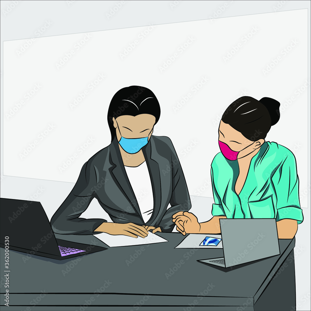 Picture of office worker Working through social media Picture of office worker Working through social media