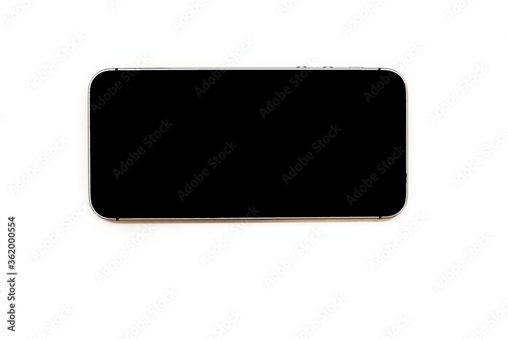 Mobile smart phone on white background Top view Mobile smart phone on white background Top view