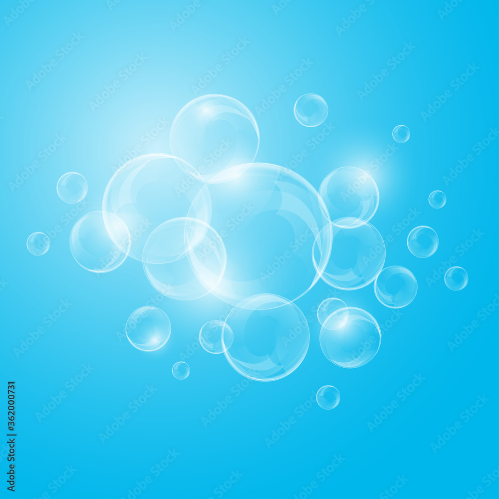 Water bubbles on blue background