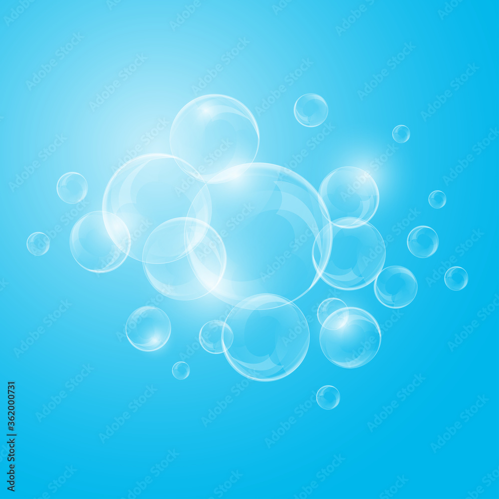 Water bubbles on blue background Water bubbles on blue background