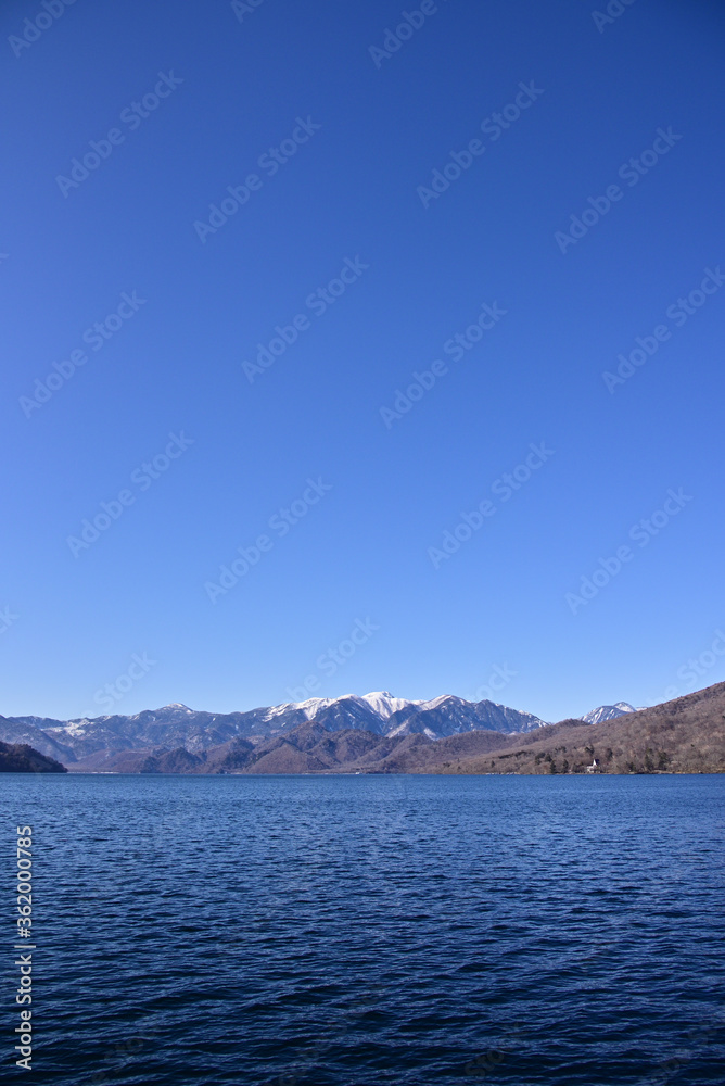 mountains, lake and blue sky