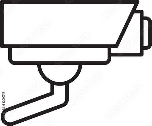 Black line Security camera icon isolated on white background. Vector.