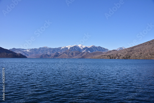 mountains, lake and blue sky