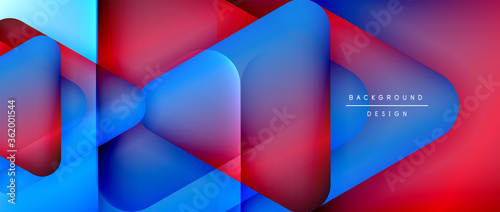 Triangle shapes geometric abstract background. 3D shadow effects and fluid gradients. Modern overlapping forms wallpaper for your text message