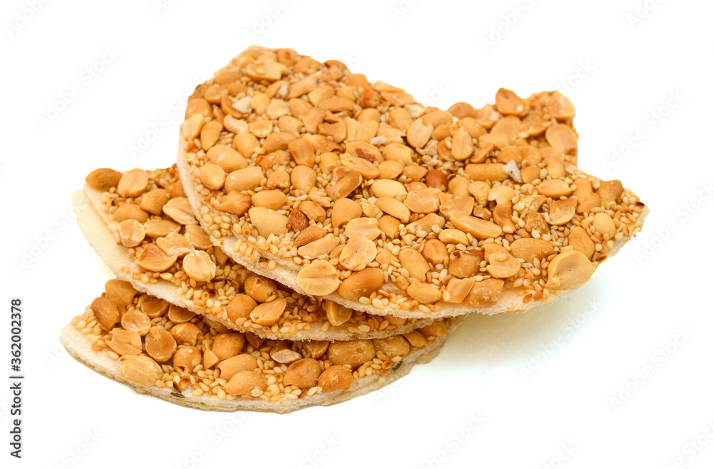 Honey bars with peanuts, sesame and sunflower seeds isolated Honey bars with peanuts, sesame and sunflower seeds isolated
