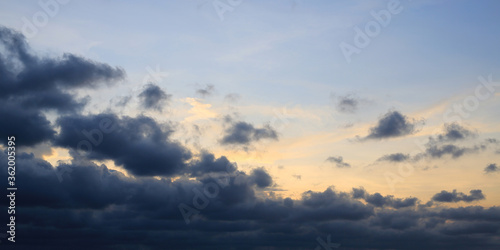 Dark clouds before rain on blue sky background © zilvergolf