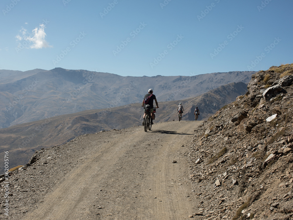 Bikepackers in the Sierra Nevada. 