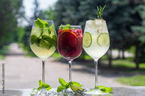 Fotografija Refreshing summer cocktails with a slice of lime