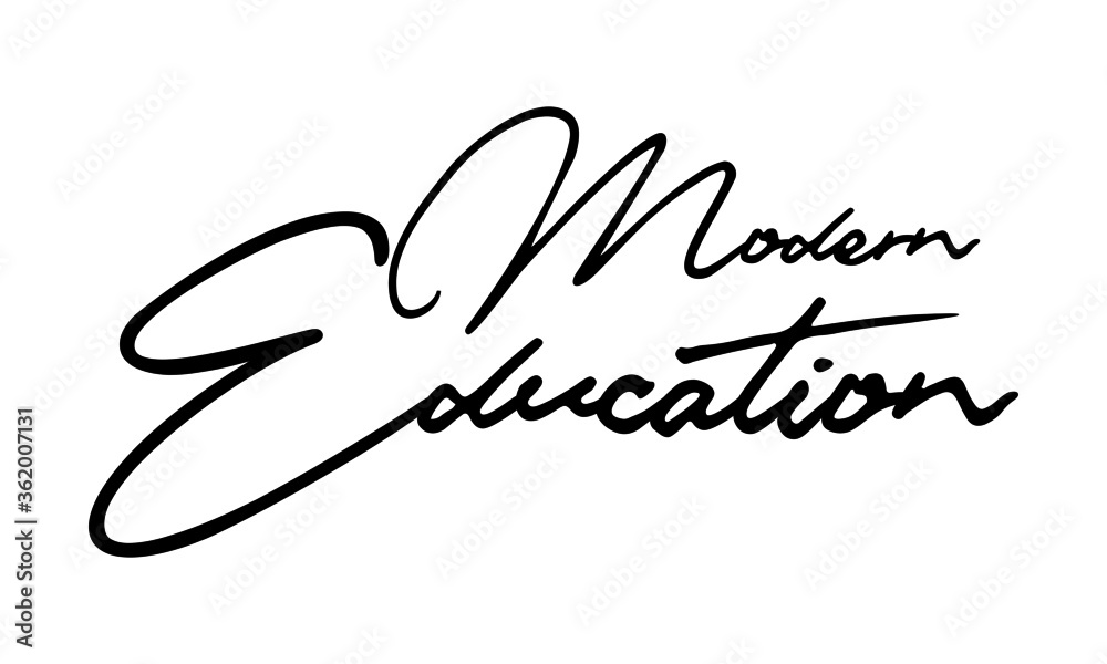 Fototapeta premium Modern Education Handwritten Font Calligraphy Black Color Text on White Background 